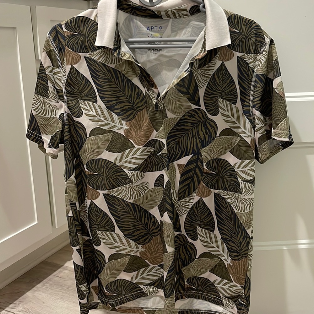 Apt. 9 Premier Flex Performance Polo Men’s Size Large Tropical Print Green